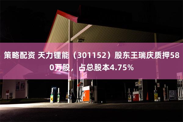 策略配资 天力锂能（301152）股东王瑞庆质押580万股，占总股本4.75%